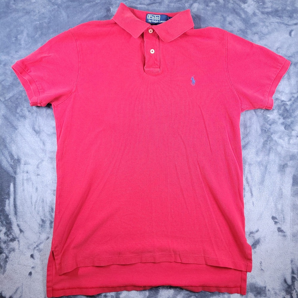 Polo Ralph Lauren Men Red Custom Fit Short Sleeve Pique Polo Shirt Size M